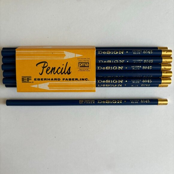 Vintage Eberhard Faber Design 12 Pack 3H Colored Pencils Victoria Blue 8045 NOS - Picture 2 of 4